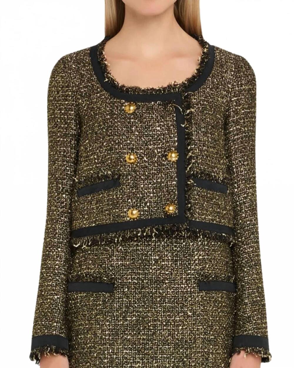 NEW ULLA JOHNSON anisa tweed u-neck jacket in tapestry